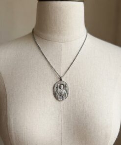 Saint Olga Sterling Silver 925 Orthodox Icon Pendant Oval Medal Cyrillic~219