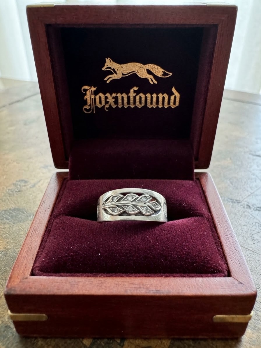 Sterling Silver 925 Leaf Branch CZ Wide Band Ring UK P½ US 8~223