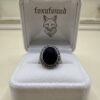 Vintage Silver Black Onyx Marcasite Oval Ring Art Deco Style UK Q US 8~223