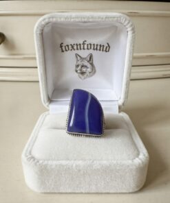 Afghan Tribal 925 Silver Blue Agate Statement Ring Size N UK US 6.75