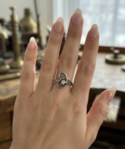 Vintage silver 925 Love Knot Ring Clear CZ Solitaire Size L½ US 6