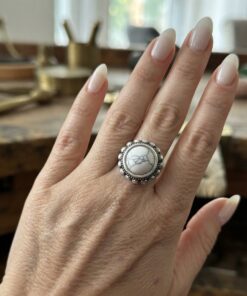 Sterling Silver 925 Howlite Statement Ring Boho Flower UK Q US 8~223