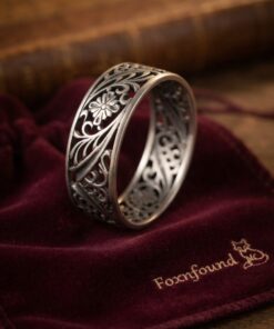 Sterling Silver 925 Wide Filigree Floral Band Ring Size X US 11.5 Openwork