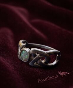 Sterling Silver 925 Celtic Knot Ring Opal Effect Stone Size N US 6.75~209