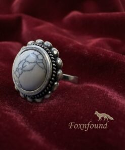 Sterling Silver 925 Howlite Statement Ring Boho Flower UK Q US 8~223