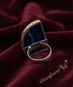 Afghan Tribal 925 Silver Blue Agate Statement Ring Size N UK US 6.75