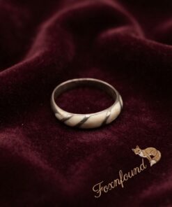 Silver Cream Channel Inlay Stripe Band Ring Size O UK US 7.25~203