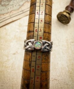 Sterling Silver 925 Celtic Knot Ring Opal Effect Stone Size N US 6.75~209