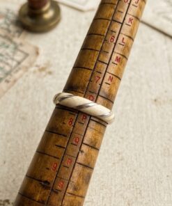 Silver Cream Channel Inlay Stripe Band Ring Size O UK US 7.25~203