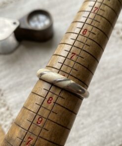 Silver Cream Channel Inlay Stripe Band Ring Size O UK US 7.25~203