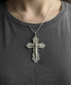 925 Sterling Silver Orthodox Crucifix Cross Pendant safe and protect 2.04g~223
