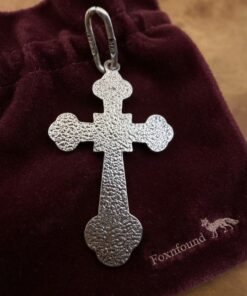 925 Silver Orthodox Budded Cross Pendant Star Engraved Hallmarked 1.37g