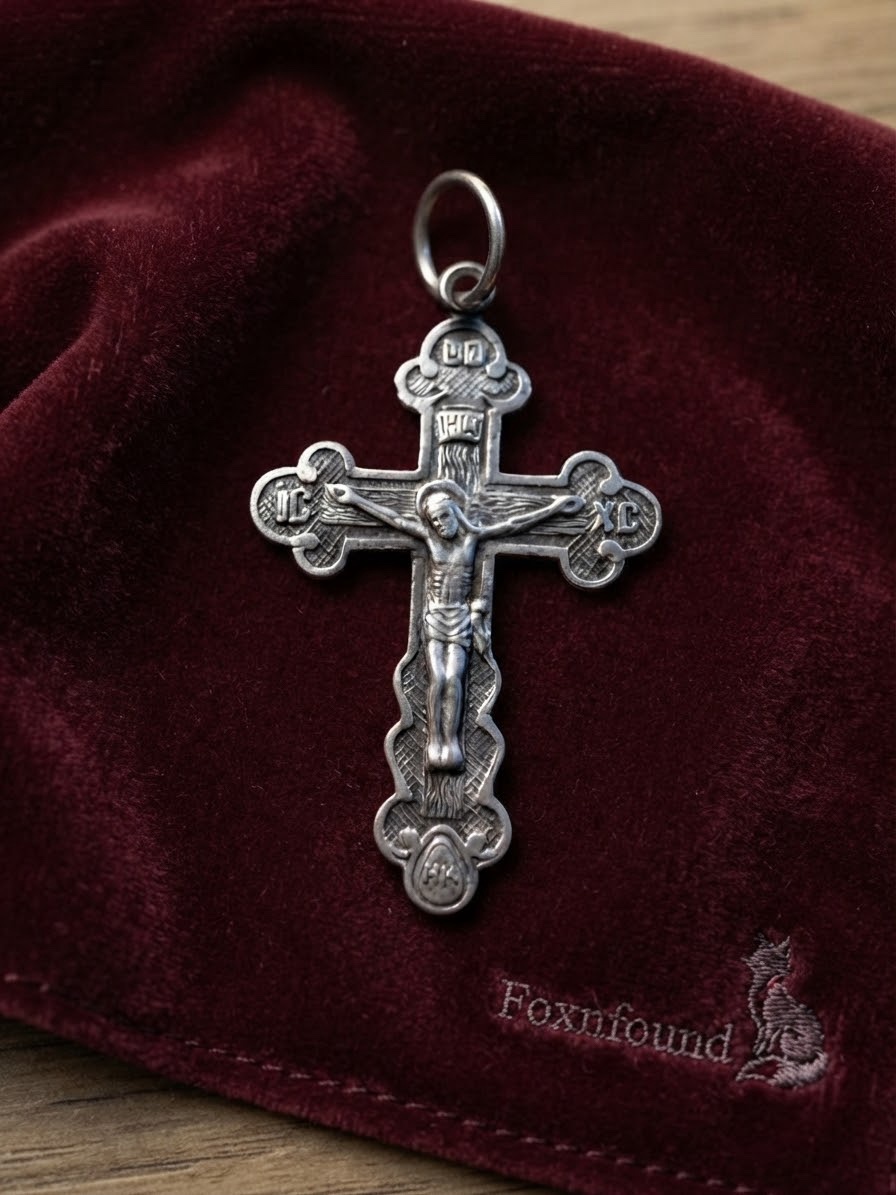 925 Silver Orthodox Budded Crucifix Cross Pendant Save and Protect 1.76g~223