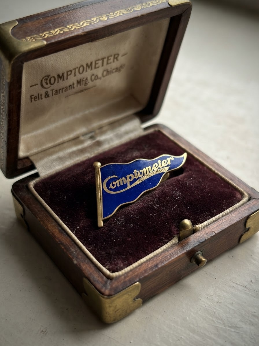 ✨ Vintage Comptometer Enamel Pennant Badge ✨