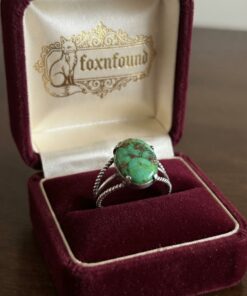 Sterling Silver 925 Green Copper Turquoise  Ring Size P½ 4.13g~224