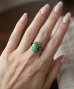 Sterling Silver 925 Green Copper Turquoise  Ring Size P½ 4.13g~224