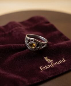 Sterling Silver 925 Scottish Thistle Ring Yellow citrine Stone Size L 2.06g
