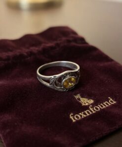 Sterling Silver 925 Scottish Thistle Ring Yellow citrine Stone Size L 2.06g