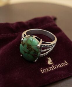 Sterling Silver 925 Green Copper Turquoise  Ring Size P½ 4.13g~224