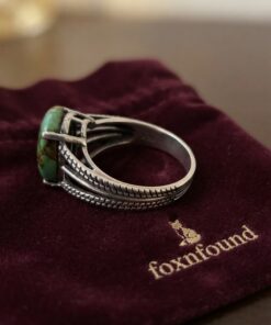 Sterling Silver 925 Green Copper Turquoise  Ring Size P½ 4.13g~224