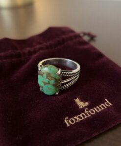 Sterling Silver 925 Green Copper Turquoise  Ring Size P½ 4.13g~224