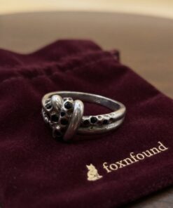 Silver 925 Octopus Tentacle Knot Ring Black Stone UK S½ 5.71g