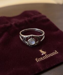 Vintage Sterling Silver Scottish Thistle Rainbow Moonstone Ring Size R 2.1g~224