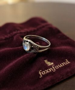 Vintage Sterling Silver Scottish Thistle Rainbow Moonstone Ring Size R 2.1g~224