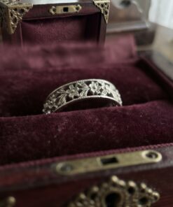 Vintage Soviet Silver Openwork Daisy Flower Band Ring Size Q-224