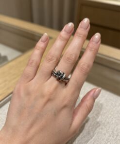 Silver 925 Octopus Tentacle Knot Ring Black Stone UK S½ 5.71g
