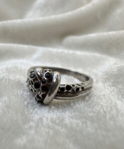 Silver 925 Octopus Tentacle Knot Ring Black Stone UK S½ 5.71g