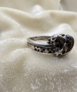 Silver 925 Octopus Tentacle Knot Ring Black Stone UK S½ 5.71g