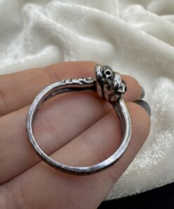 Silver 925 Octopus Tentacle Knot Ring Black Stone UK S½ 5.71g