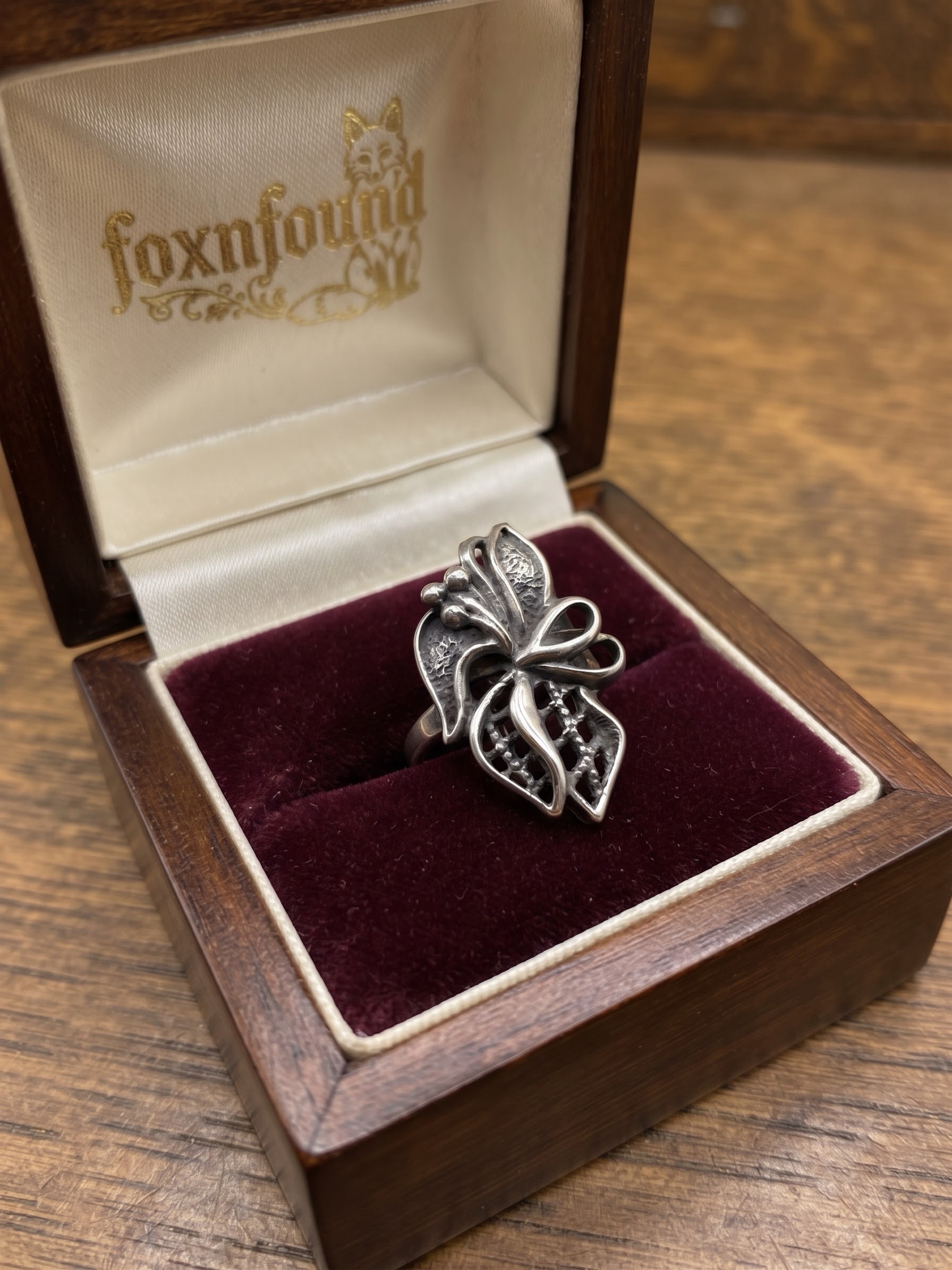 Vintage Soviet Silver 925 Lily Bow Ring Size L US 5.75~226