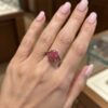 Ruby Cabochon Sterling Silver Ring Size R US 8.5 Ova~226