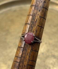 Ruby Cabochon Sterling Silver Ring Size R US 8.5 Ova~226
