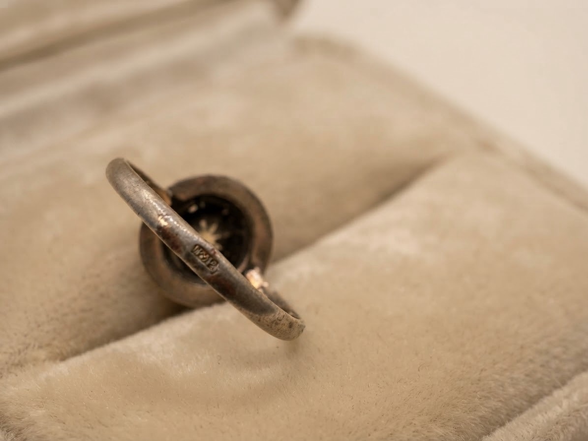 Vintage Soviet 60s Ring Gilt Granulated Setting UK Size T½~226