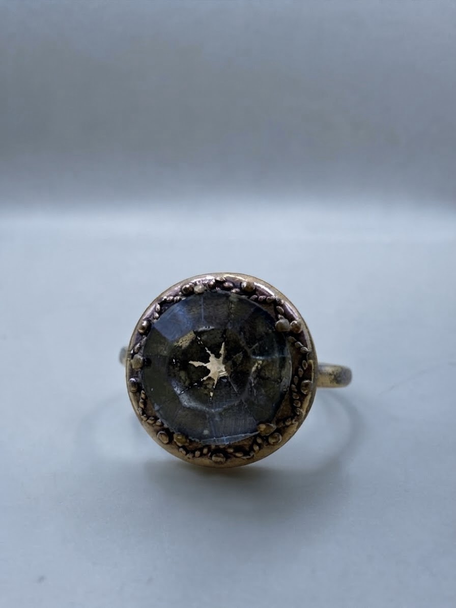 Vintage Soviet 60s Ring Gilt Granulated Setting UK Size T½~226