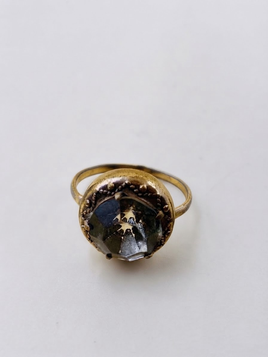 Vintage Soviet 60s Ring Gilt Granulated Setting UK Size T½~226