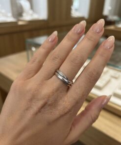 Vintage Sterling Silver 925 Crossover Ring Size R Textured & Polished Twist Band~227