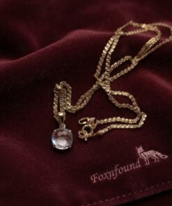 14ct 585 Gold Blue Topaz Pendant Necklace 50cm Snail Chain 3.78g