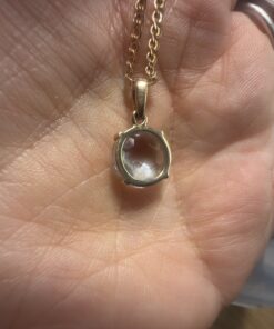 14ct 585 Gold Blue Topaz Pendant Necklace 50cm Snail Chain 3.78g
