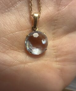 14ct 585 Gold Blue Topaz Pendant Necklace 50cm Snail Chain 3.78g