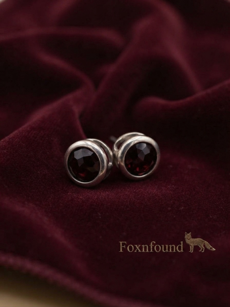 Tetienne Sterling Silver 925 Pyrope Garnet Stud Earrings 1.9ct New Tags~227