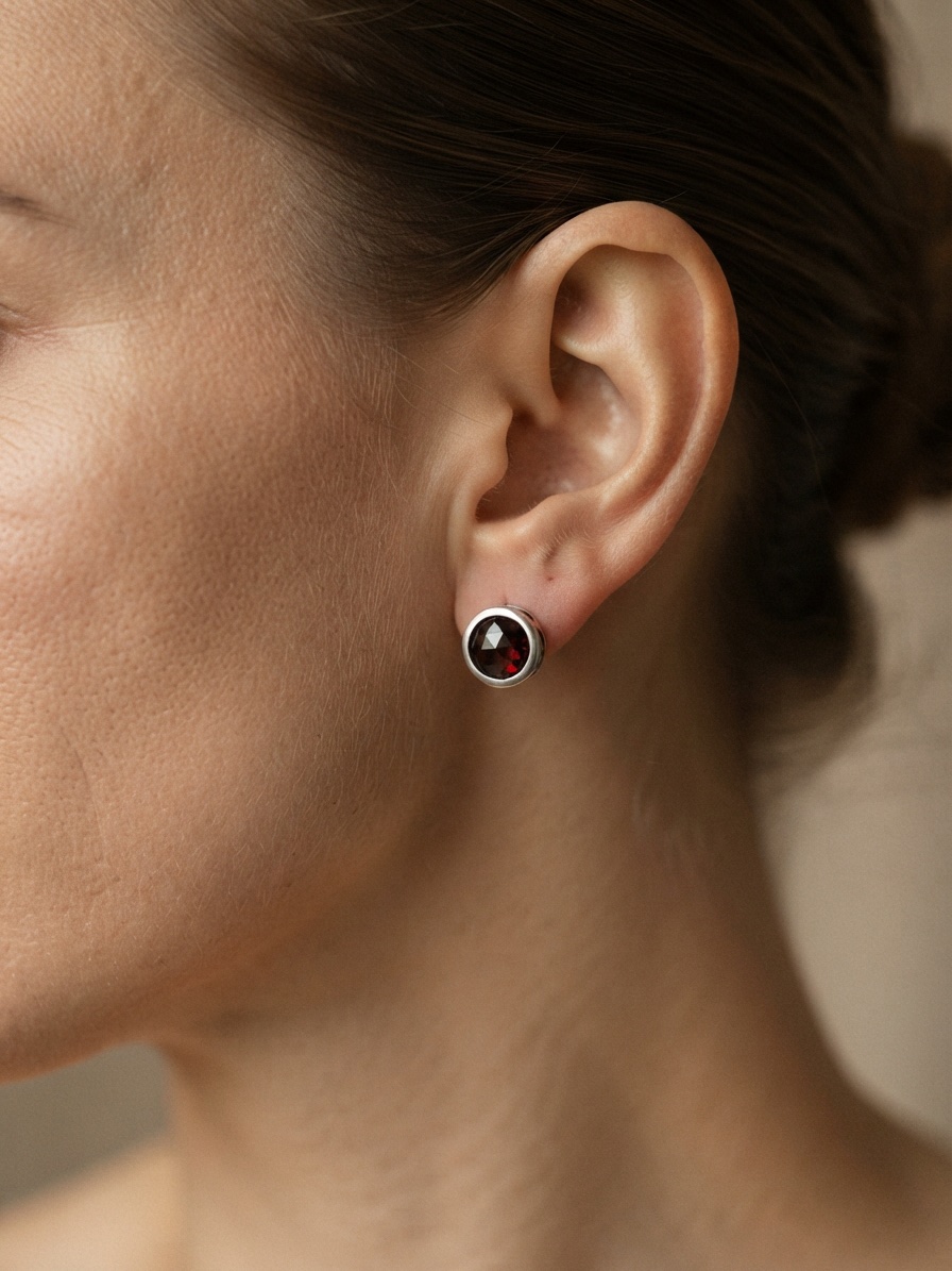 Tetienne Sterling Silver 925 Pyrope Garnet Stud Earrings 1.9ct New Tags~227