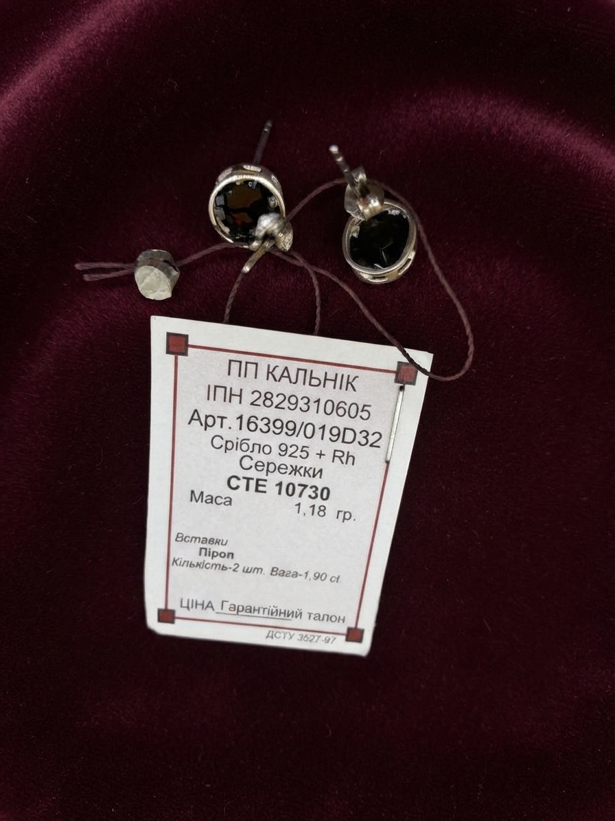 Tetienne Sterling Silver 925 Pyrope Garnet Stud Earrings 1.9ct New Tags~227