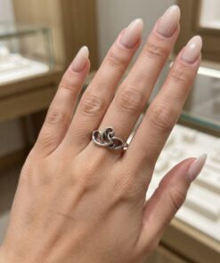 Vintage 1990s Soviet 925 Silver Double Heart Openwork Ring Size P~207