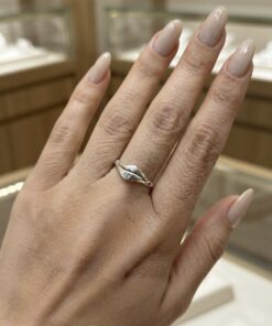 Vintage Soviet 925 Sterling Silver Cubic Zirconia Leaf Ring Size U US 10.5~227