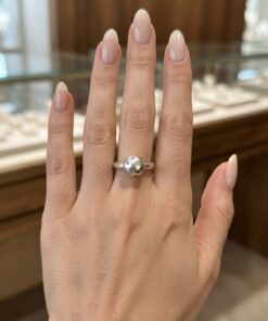 Sterling Silver 925 Ball Dome Ring Cubic Zirconia Flush Set Size L US 5.75~227