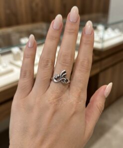 Vintage 90s Sterling Silver 925 Butterfly Ring Cubic Zirconia UK Size L~227